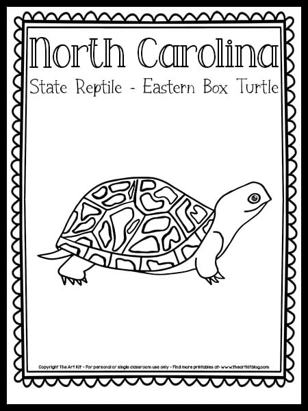 North carolina state reptile coloring page eastern box turtle free printable â the art kit