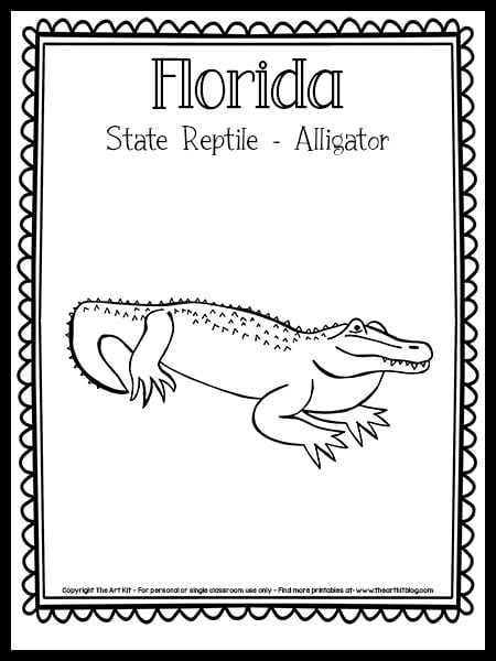 Florida state reptile coloring page alligator free printable â the art kit