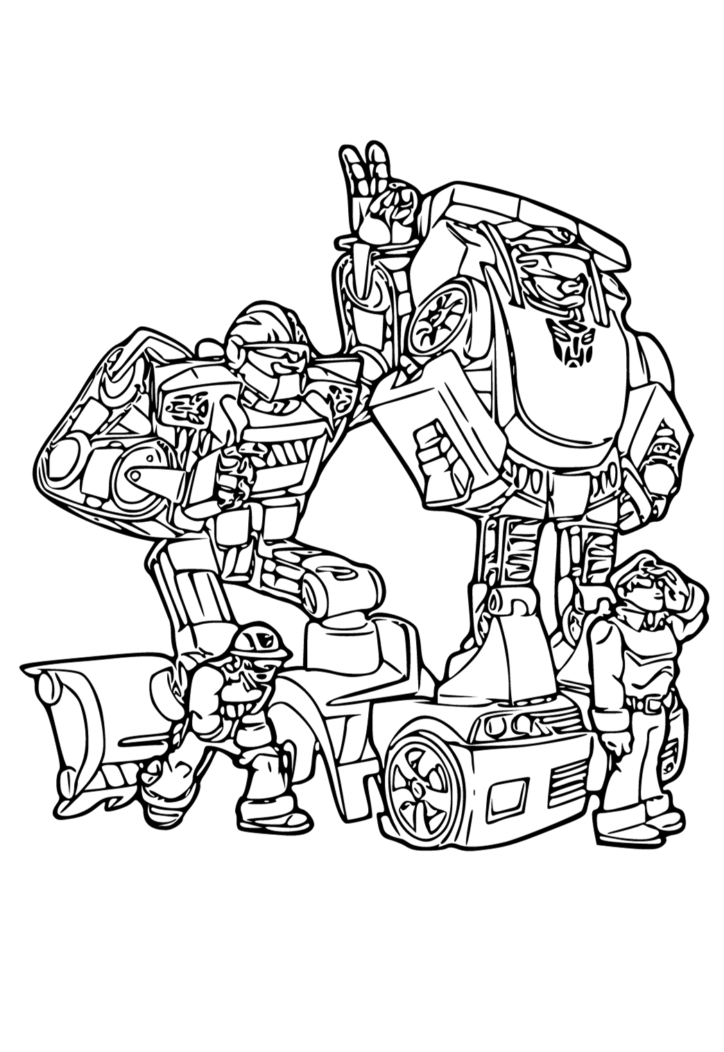 Free printable rescue bots characters coloring page for adults and kids