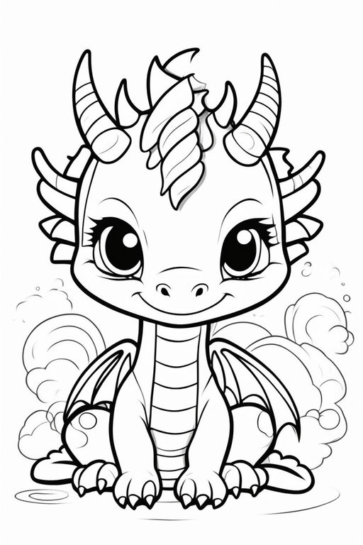 Cute little dragon coloring page