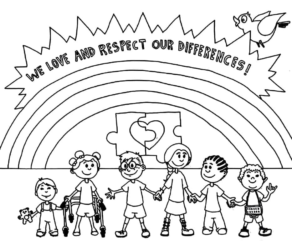 We love and respect our differences coloring page