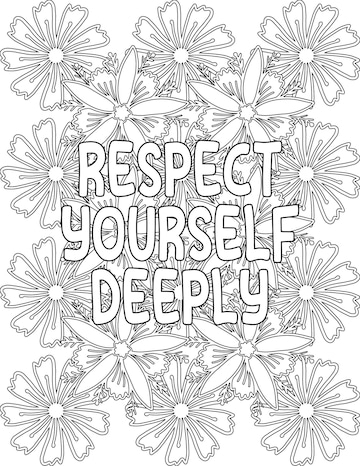 Premium vector kindness coloring pages floral coloring pages for selfacceptance for kids and adults