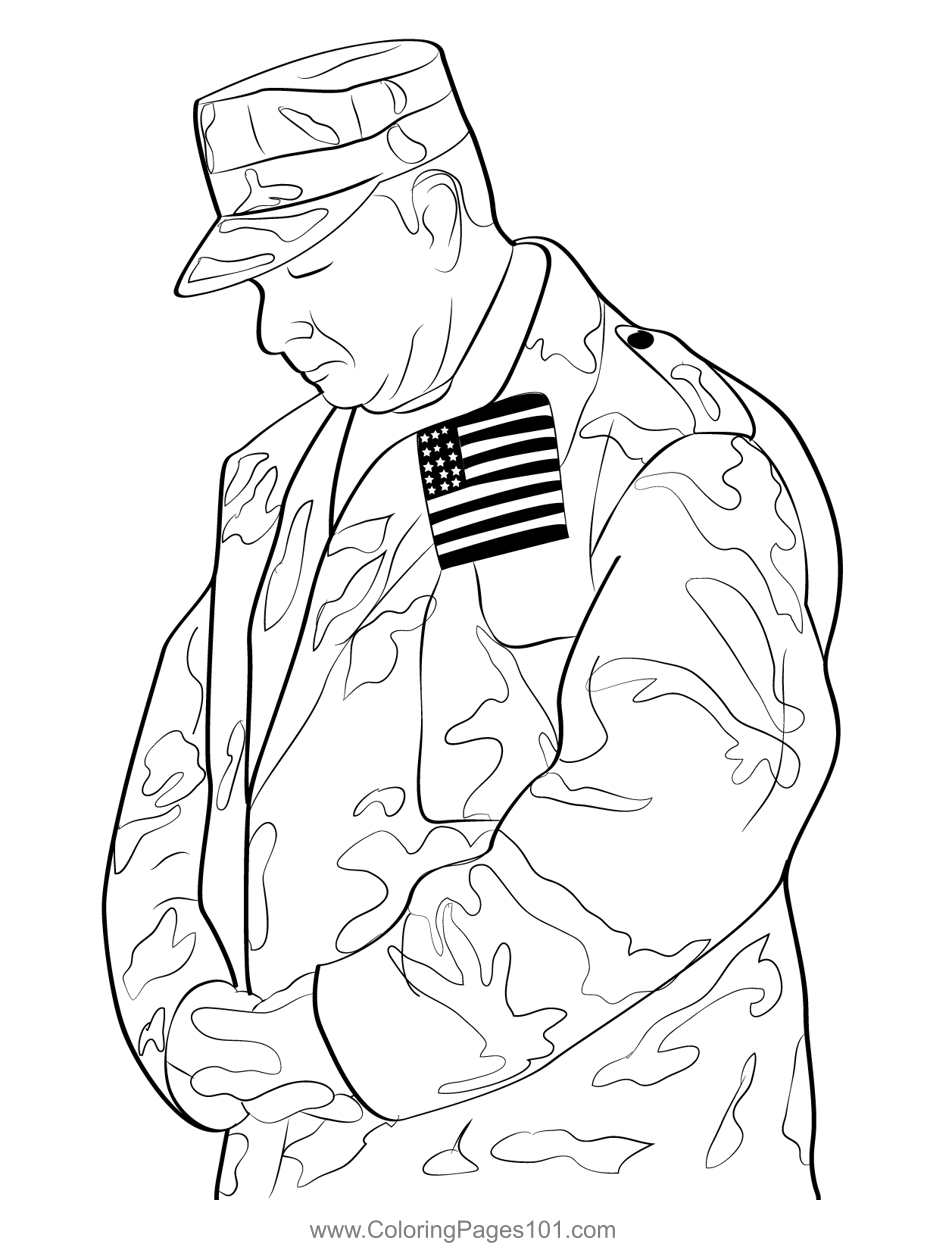 Veterans day respect coloring page for kids