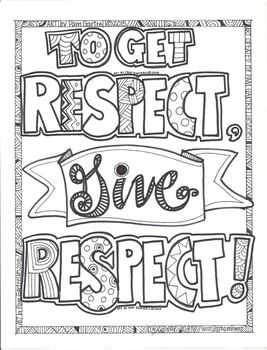 To get respect give respect character building coloring sheet color quotes words coloring book quote coloring pages