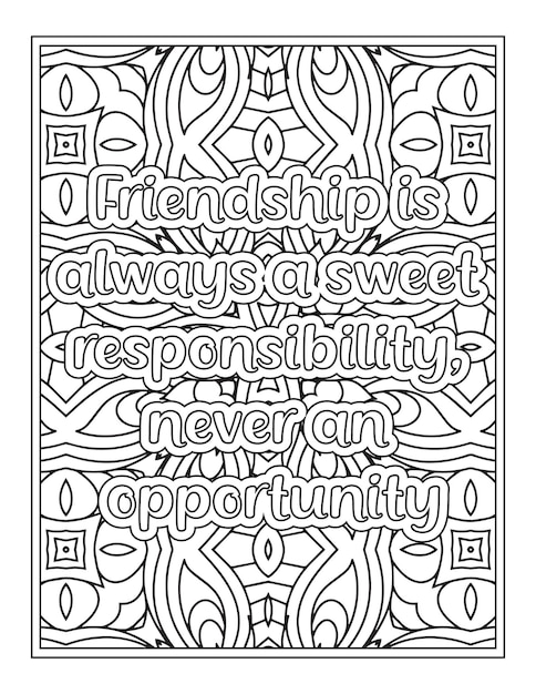 Premium vector best friend quotes coloring page kdp interior