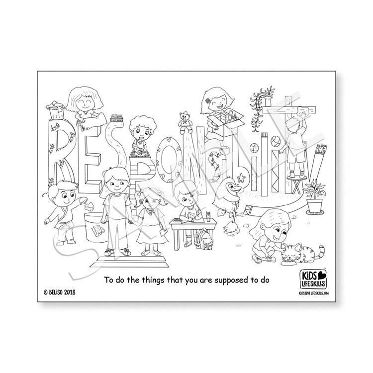 Responsibility life skills coloring sheet â kids love life skills