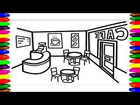 How to draw restaurant coloring pages for kids