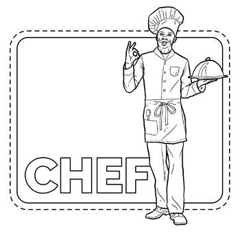 Chef restaurant jobcareeroccupations coloring bookpage by scworkspace