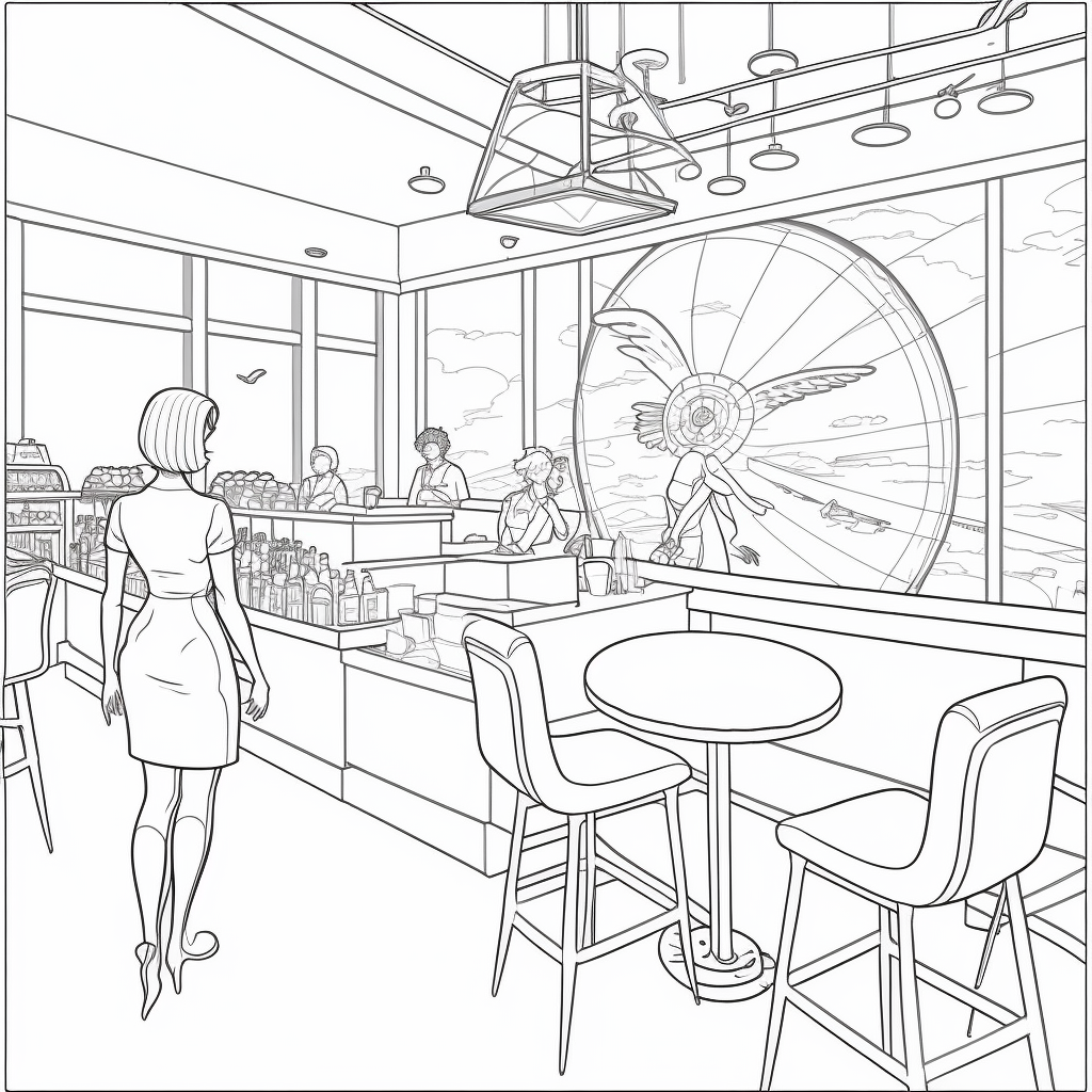 Ai midjourney prompt for cafe coloring pages â the ai prompt shop