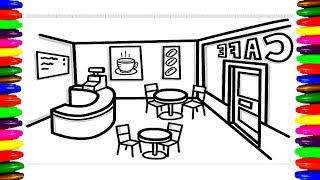 How to draw restaurant coloring pages for kids
