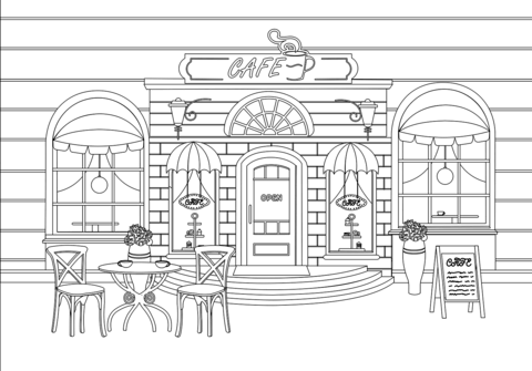Cafe coloring page free printable coloring pages