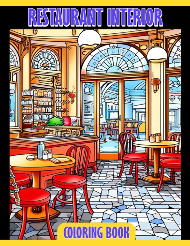 Restaurant interior coloring book great internal design coloring pages with stunning illustrations for all ages to have fun and relax gift ideas for special occasions chaney aron books