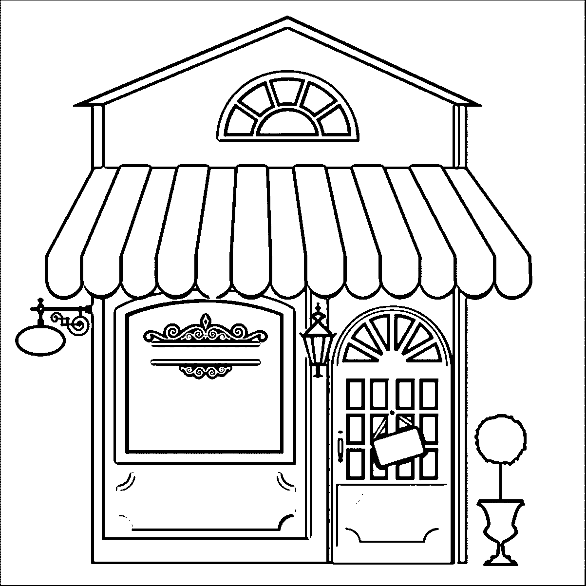 Restaurant building coloring pages