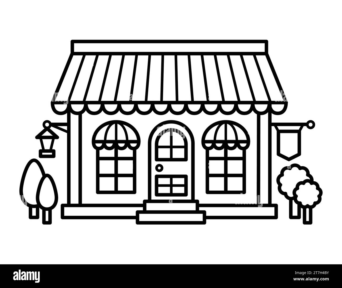 Cafe restaurant front coloring page for children stock vector image art