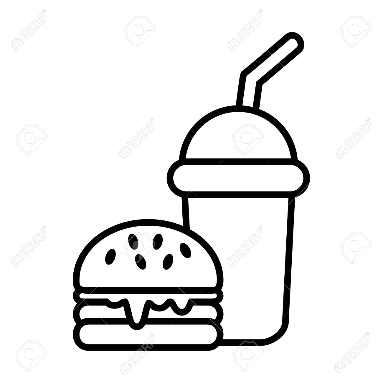 Food and drink icon fast food symbol vector illustration restaurant sign outline for coloring book pages royalty free svg cliparts vectors and stock illustration image