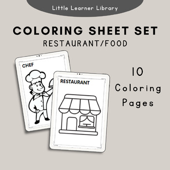 Restaurantfood coloring sheets by littlelearnerlibrary tpt