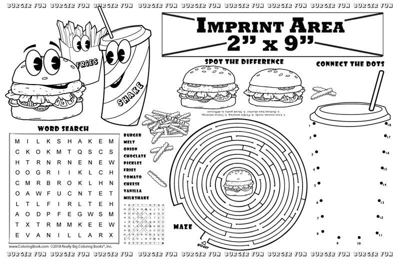 Burger restaurant imprint placemat