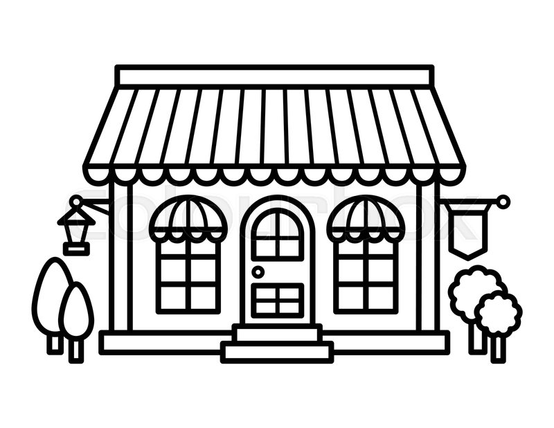 Cafe restaurant front coloring page for children stock vector