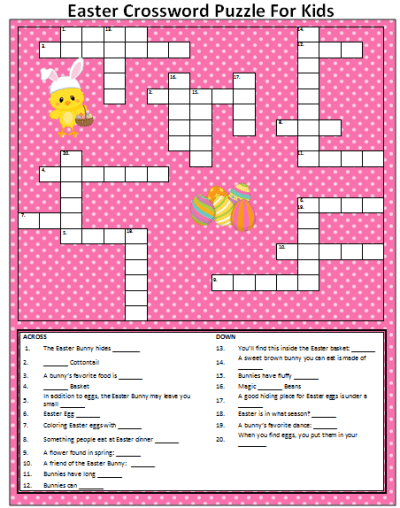 Easter crossword puzzle for kids