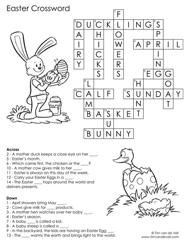 Easter crossword puzzle â tims printables