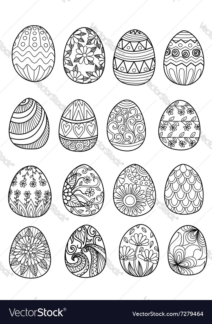 Easter eggs color page royalty free vector image