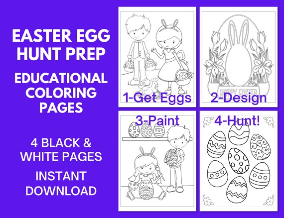 Easter eggs coloring page bundle educational easter crafts printable coloring pages for kids adults pdf instant download