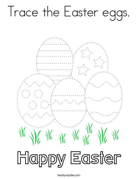 Trace the easter eggs coloring page