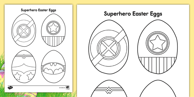 Superhero easter eggs loring sheet easter usa