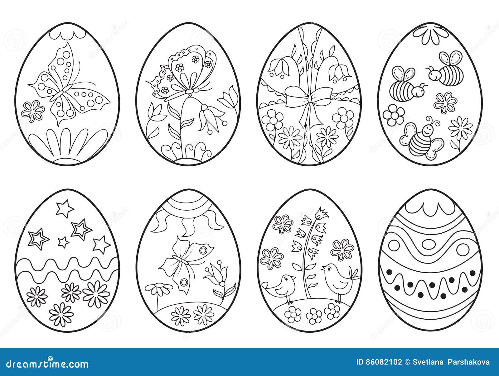 Set of decorative easter eggs stock vector