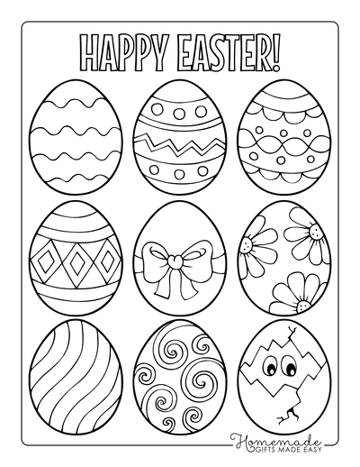 Easter egg coloring pages free printable templates