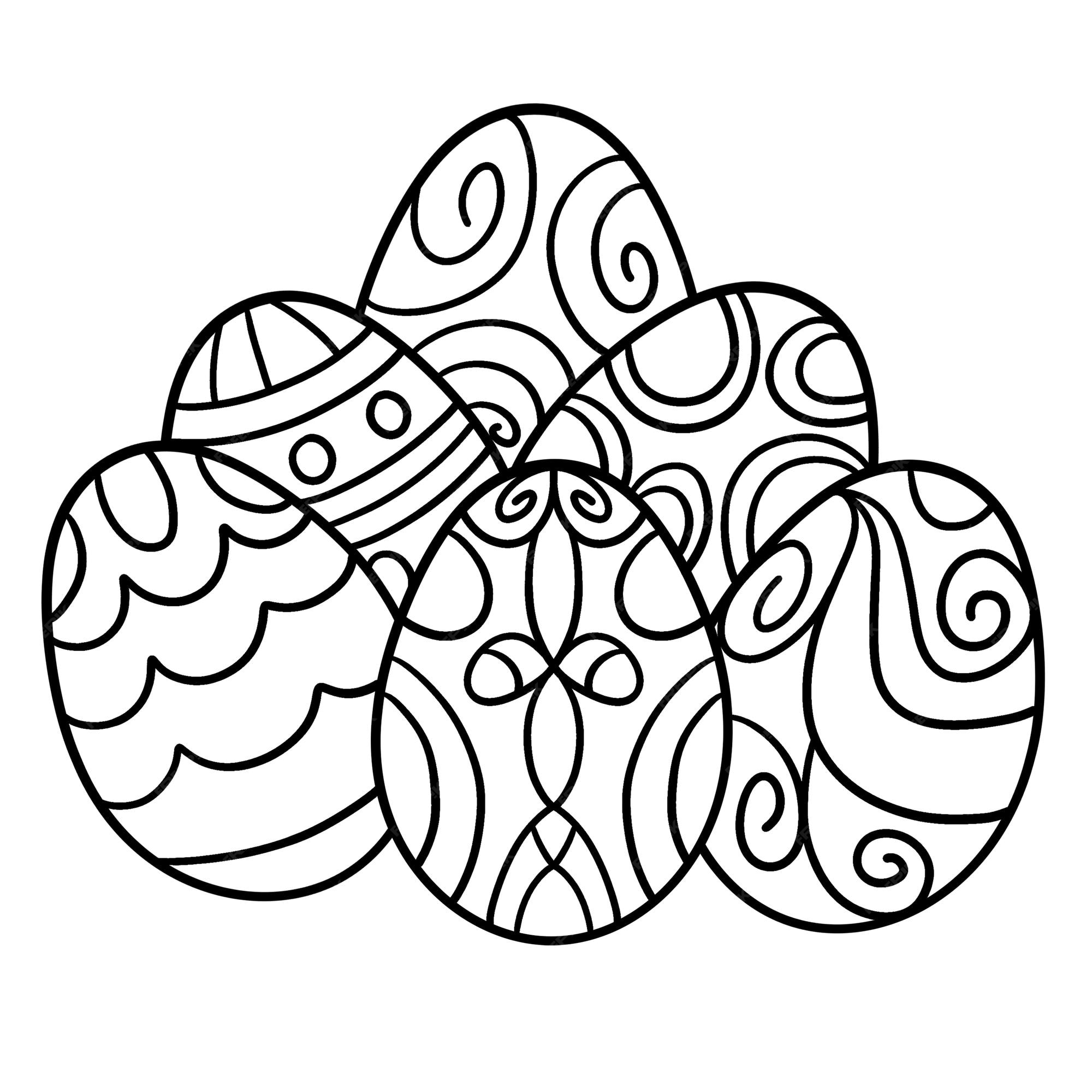 Premium vector six easter eggs isolated coloring page for kids