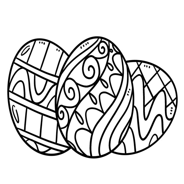 Premium vector three easter eggs isolated coloring page for kids