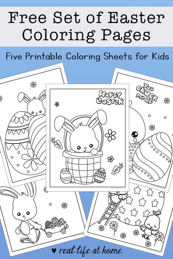 Free easter coloring pages printable set with bunnies chicks and eggs