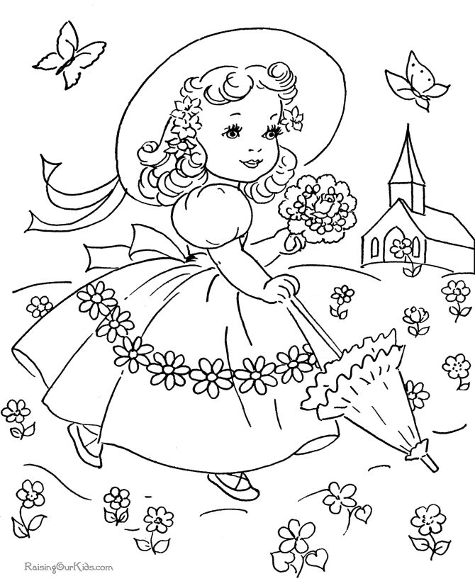 Easter dress coloring page embroidery patterns vintage embroidery patterns vintage coloring books