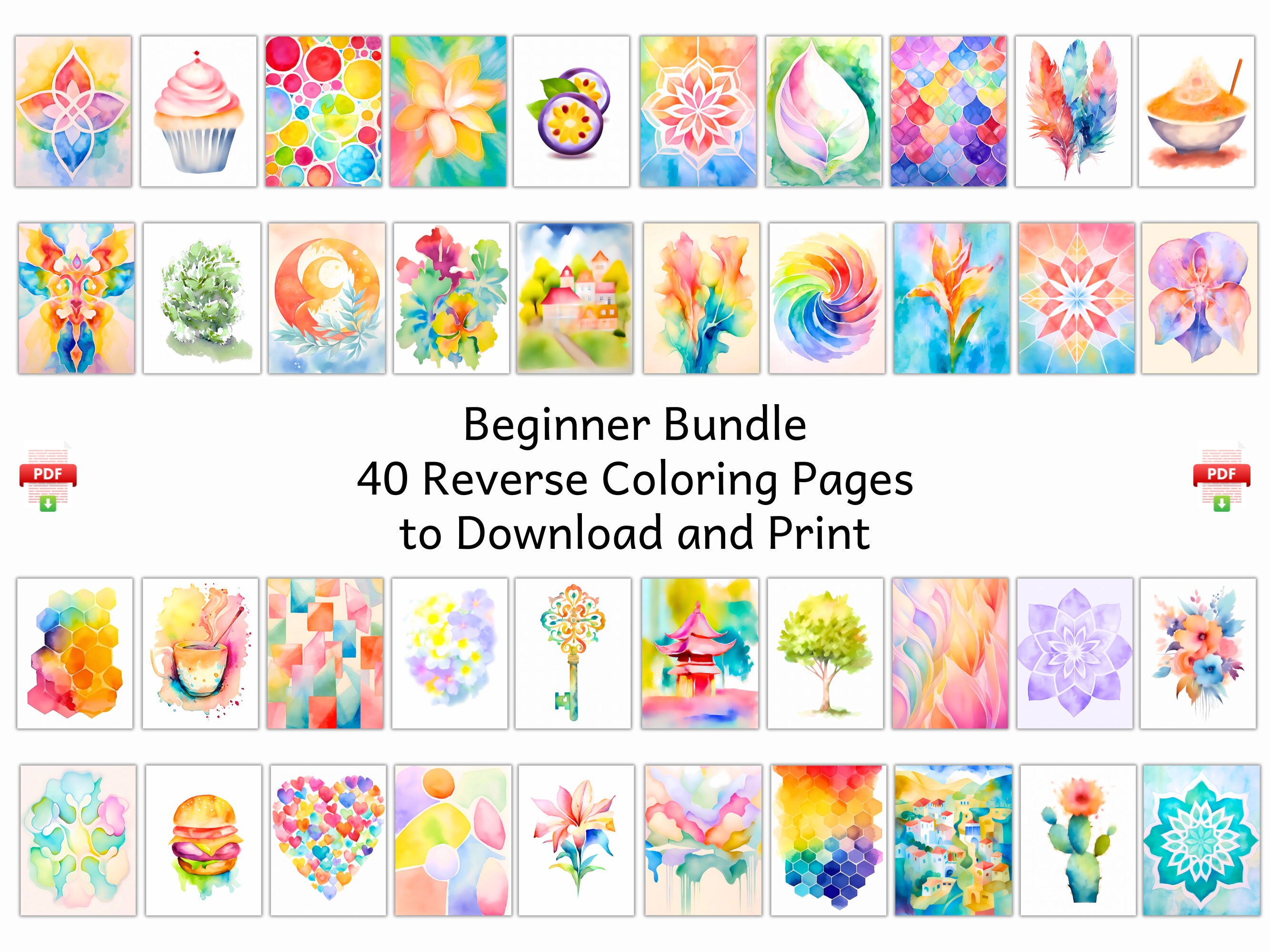 Beginner friendly reverse coloring pages ideal for relaxation and boosting creativity instant download pdf reverse coloring book