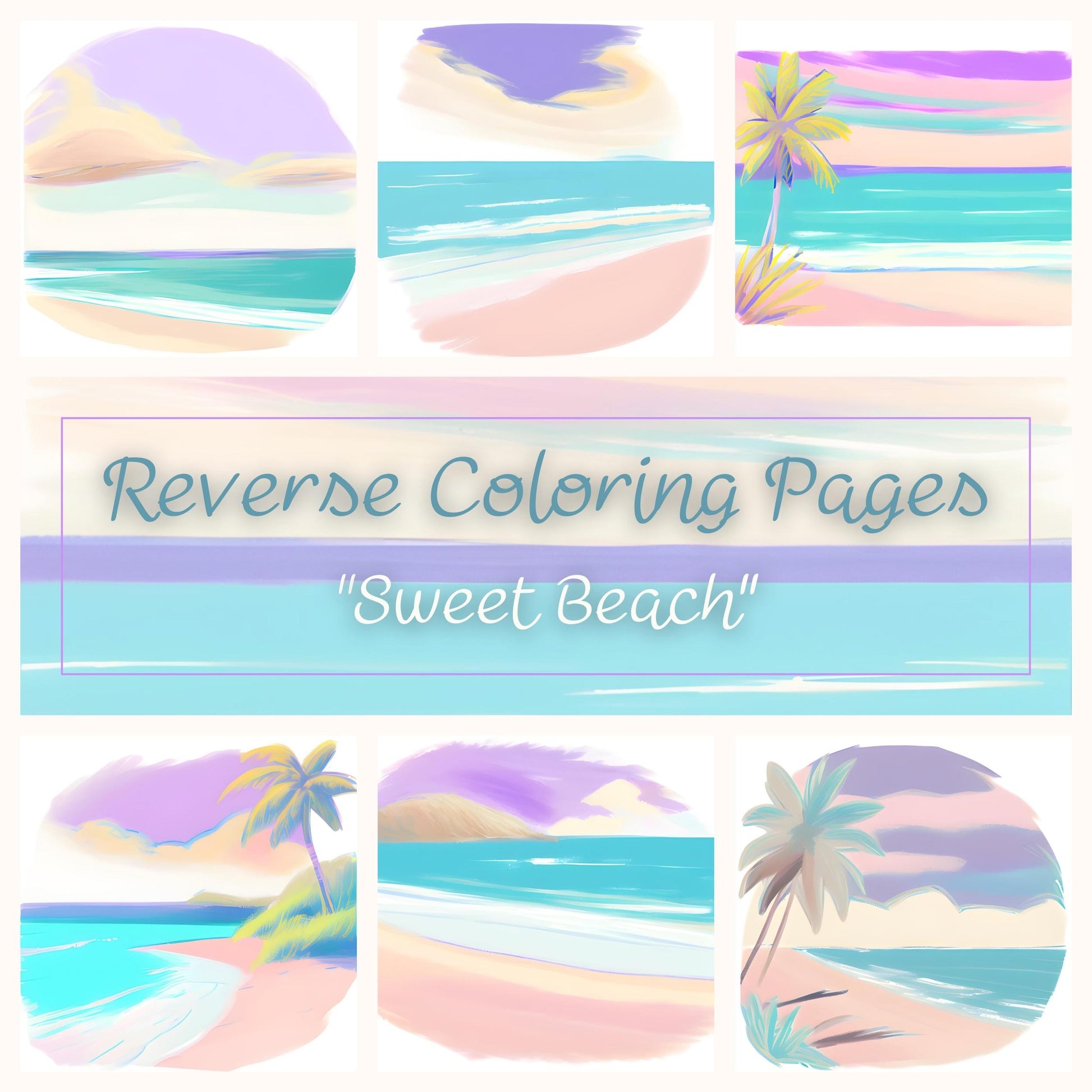 Reverse coloring pages sweet beach theme each image print on x â narna arts