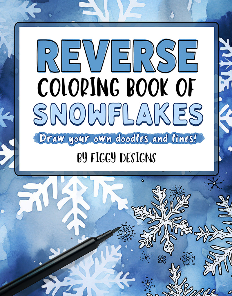 Reverse coloring book of snowflakes