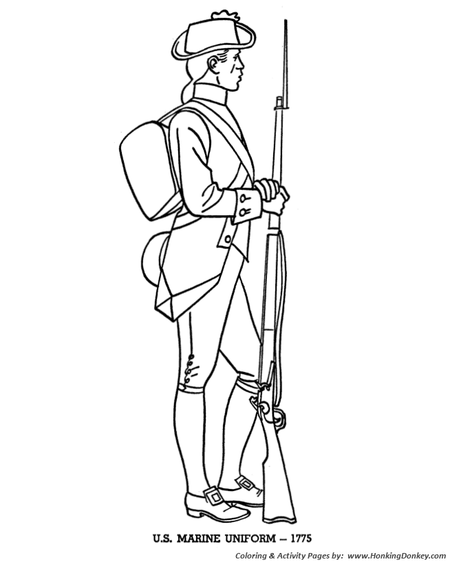 Armed forces day coloring pages revolutionary war marines coloring page sheet for prek kids