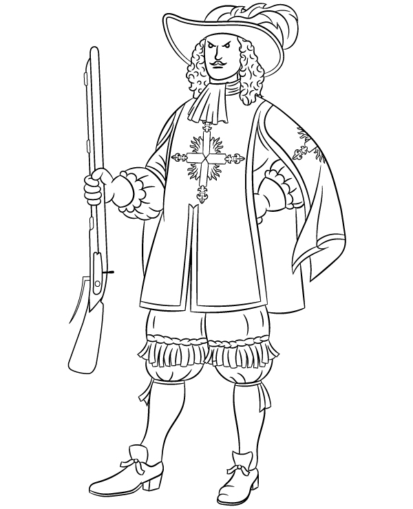 French musketeer coloring page to print