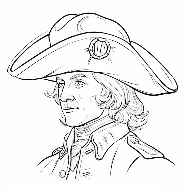 Premium ai image revolutionary war hat line art coloring pages