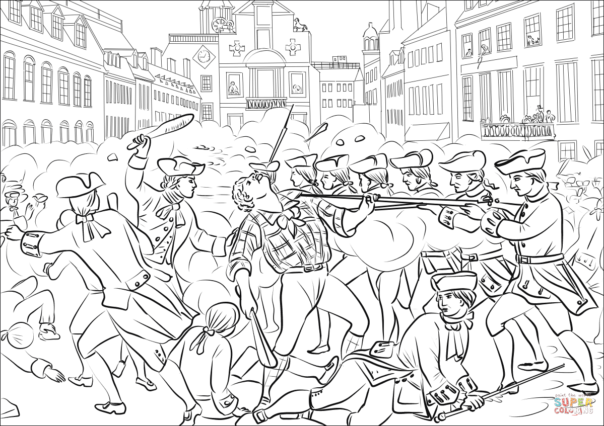 Boston massacre coloring page free printable coloring pages