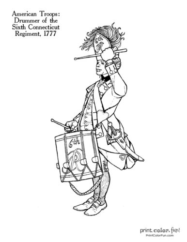 Revolutionary war solder coloring pages historic uniforms coloring guides at