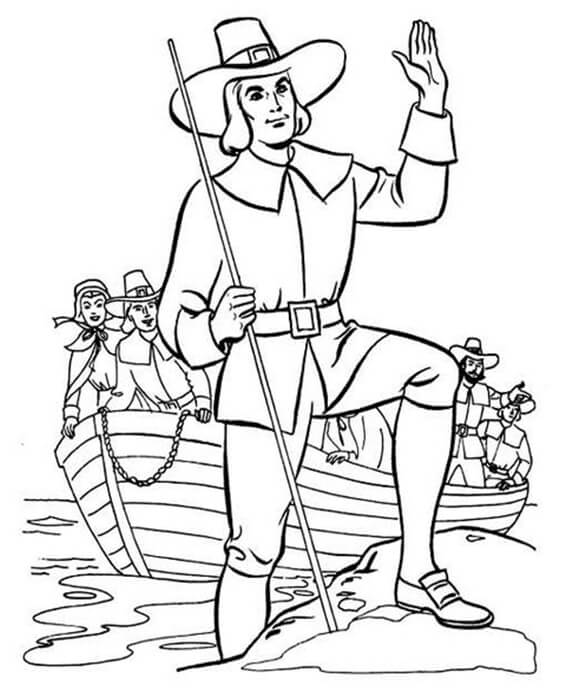 Free easy to print pilgrim coloring pages