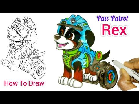 Rex from paw patrol drawing how to draw rex from paw patrol easy