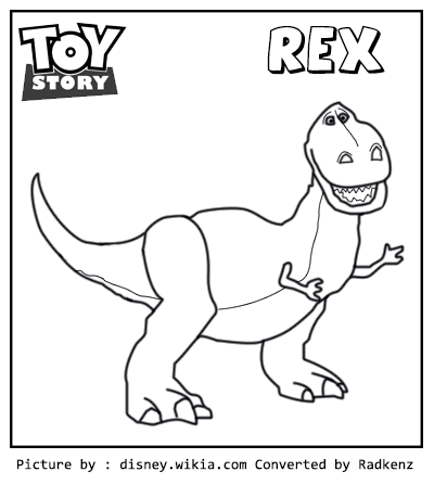 Radkenz artworks gallery toy story rex dinosaurs coloring page