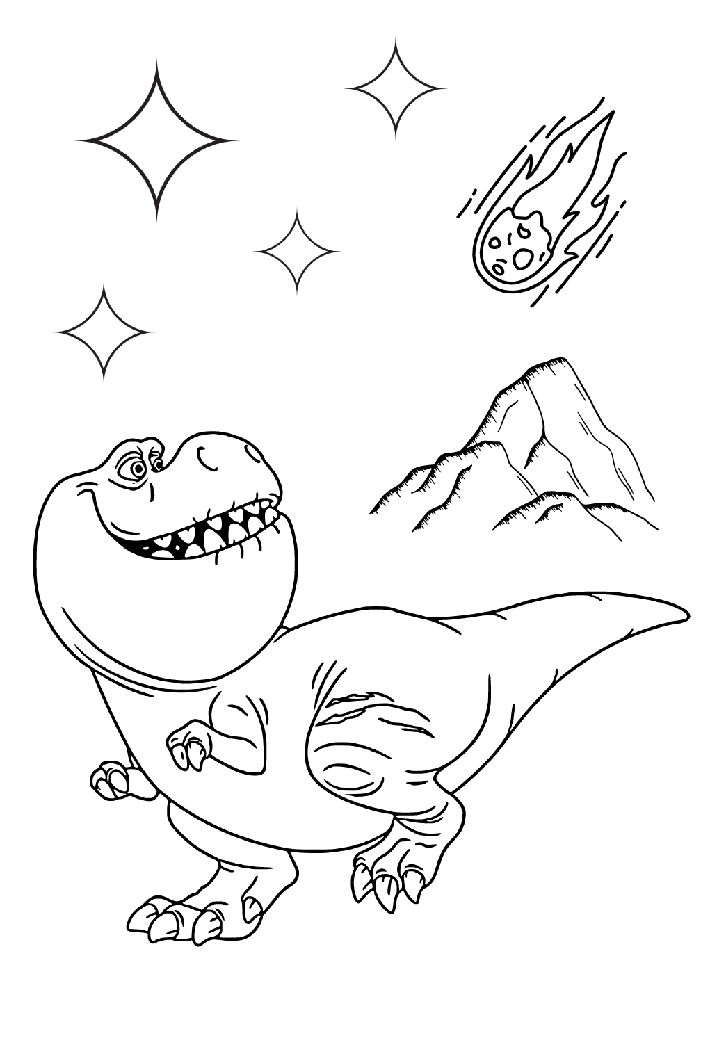 Free printable dinosaur et coloring page for adults and kids