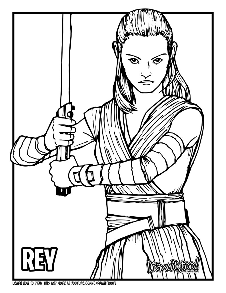 How to draw rey star wars drawing tutorial