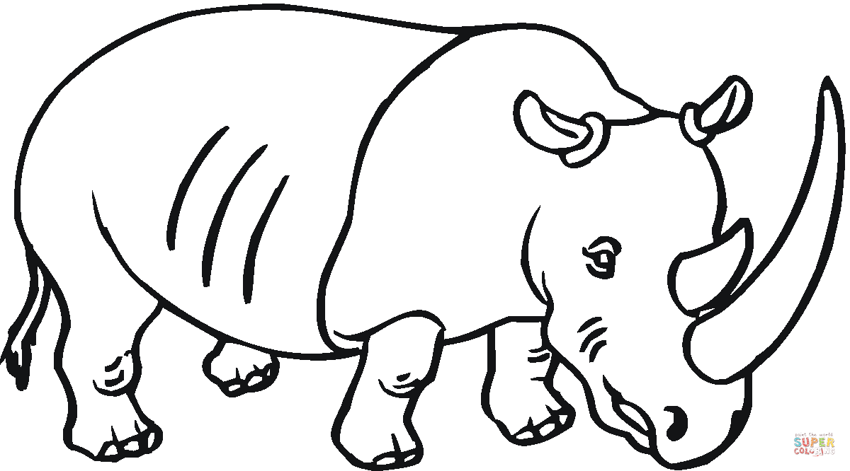 Rhino with big horn coloring page free printable coloring pages