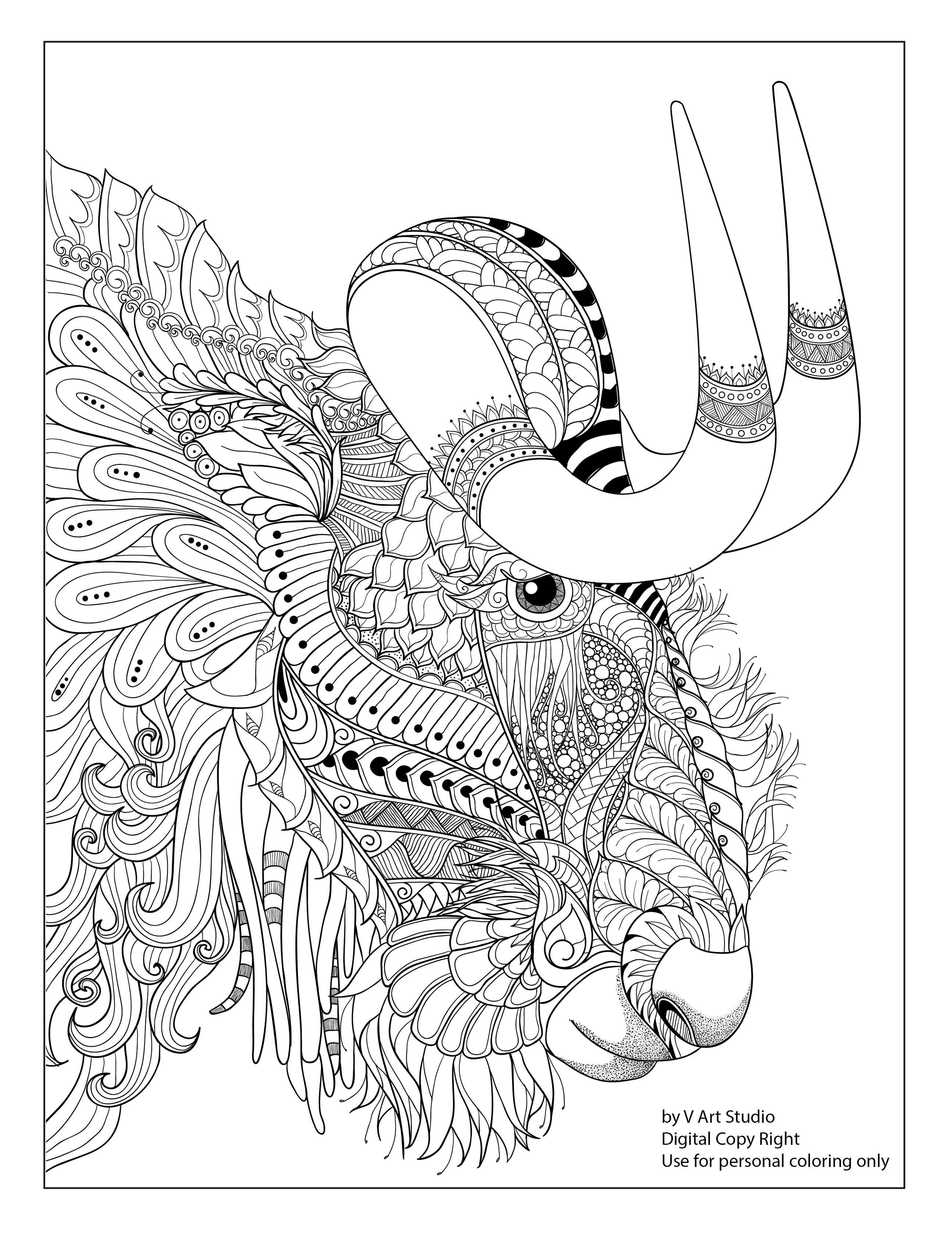 Big horn collection coloring book for adults stunning art design in big horn animals theme for color therapy and relaxation wild animals coloring book animal coloring books coloring books enchanted forest