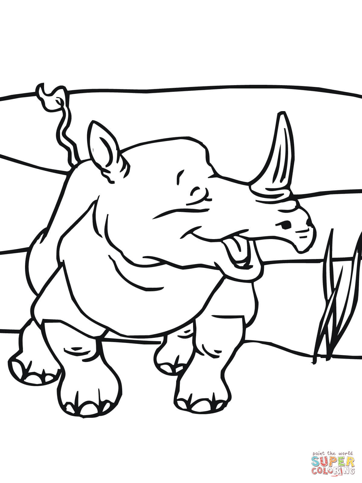 Smiling rhino coloring page free printable coloring pages